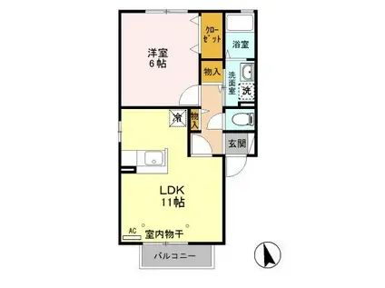 エスポワールI(1LDK/2階)の間取り写真