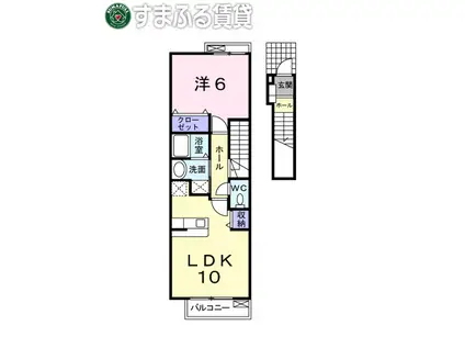 プリマヴェーラI番館(1LDK/2階)の間取り写真
