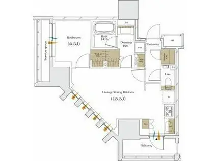 ザ・パークハビオ谷町六丁目クロス(1LDK/5階)の間取り写真
