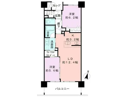 アーバンプレイス神道寺(2LDK/5階)の間取り写真