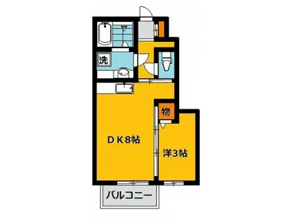 プラセールI(1LDK/1階)の間取り写真