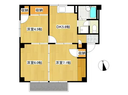 Iタウン(3DK/2階)の間取り写真