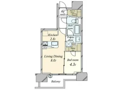 南西向き 人気エリア 1LDK(1LDK/6階)の間取り写真