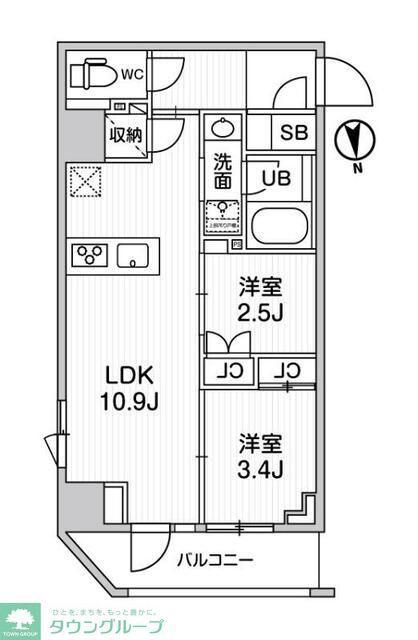 NIDO SHIN-OKACHIMACHI(2LDK/3階)の間取り写真