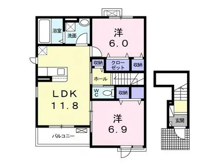 ROSE OF SHARON(2LDK/2階)の間取り写真