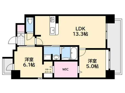 ウエストIN KOUGOKITA(2LDK/4階)の間取り写真