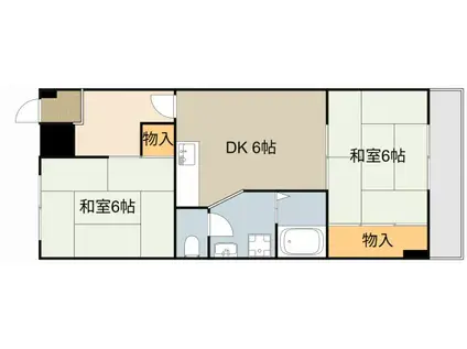 丸信リバーサイドコーポI棟(2DK/10階)の間取り写真