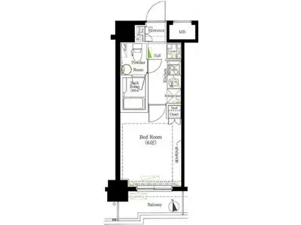 グラントゥルース門前仲町(1K/8階)の間取り写真