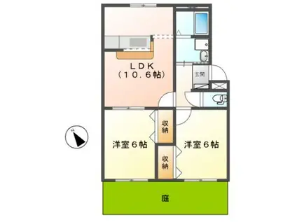 ロイヤルパインズB棟(2LDK/1階)の間取り写真