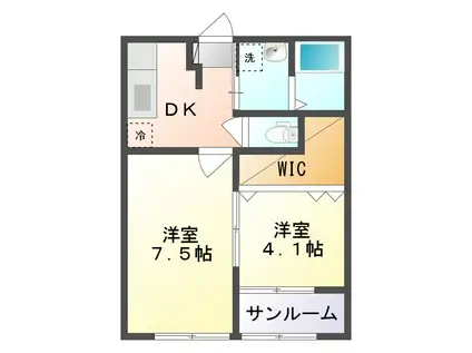 リブフラット(2DK/1階)の間取り写真