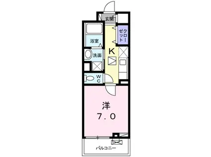 クレストコートI(1K/3階)の間取り写真