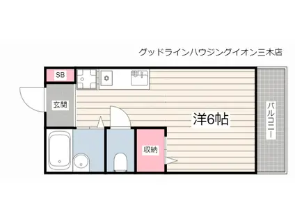 クイーンハイツ青山B(ワンルーム/1階)の間取り写真