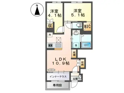 中川区新家1丁目アパート(2LDK/1階)の間取り写真