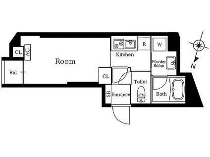 プレニーズ護国寺PREMIER(ワンルーム/3階)の間取り写真