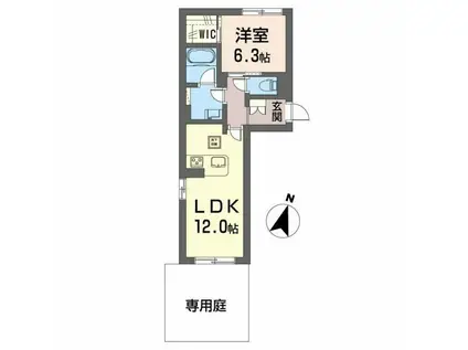 AZURE東雲(1LDK/1階)の間取り写真