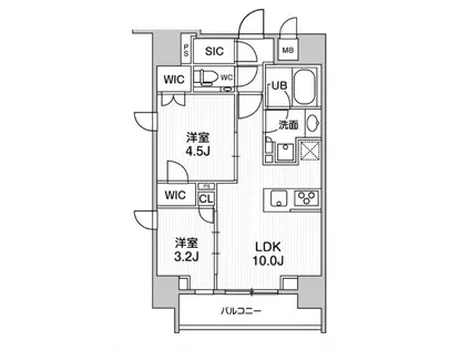 シーズンフラッツ大森ブライト(2LDK/7階)の間取り写真