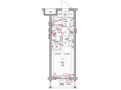 ザプレミアムキューブG東中野(1K/1階)の間取り写真