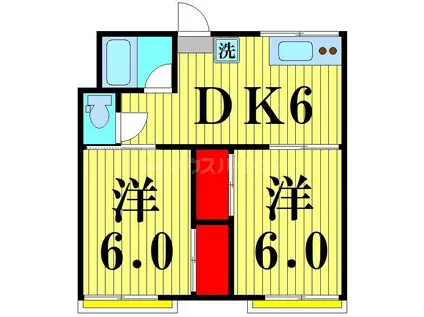 グリーンコーポ(2DK/2階)の間取り写真