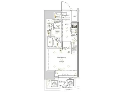 ログ戸越(1K/6階)の間取り写真