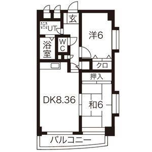 NL40°(2DK/4階)の間取り写真