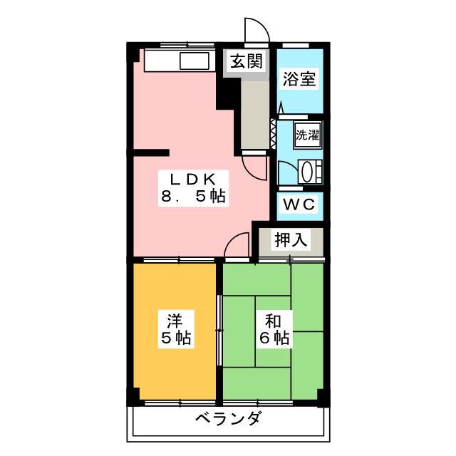 サンクエストA(2LDK/3階)の間取り写真
