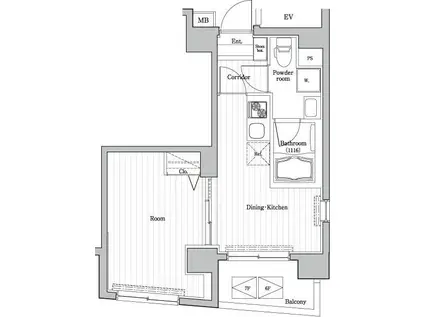 PREMIUM CUBE 笹塚(1DK/6階)の間取り写真