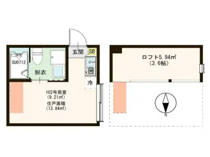 ルシエル北小岩(ワンルーム/1階)の間取り写真