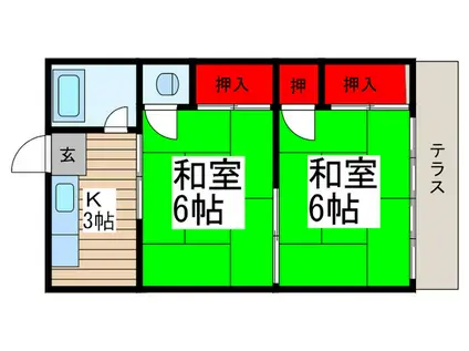 幸栄荘(2K/1階)の間取り写真