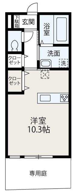LUANA AINA(ワンルーム/1階)の間取り写真