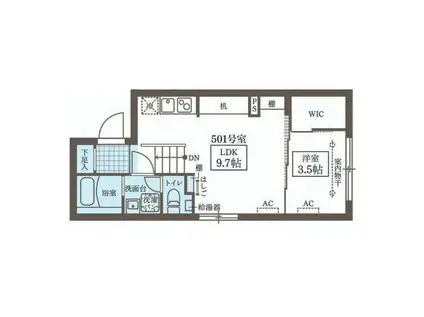 LIVE FLAT蔵前(1LDK/5階)の間取り写真