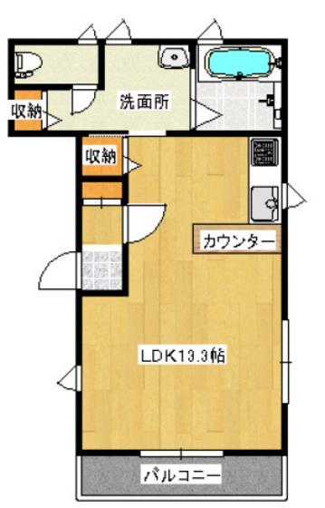 メゾンドフルール2(ワンルーム/2階)の間取り写真