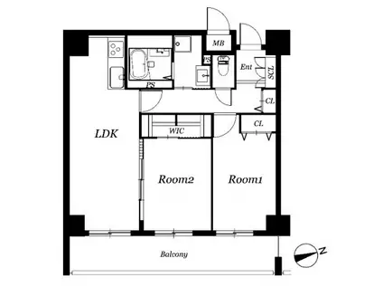 レジディア西天満(2LDK/3階)の間取り写真