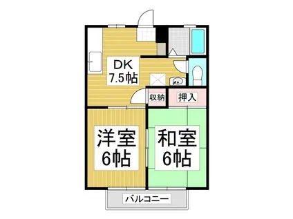 ムートハイム(2DK/1階)の間取り写真