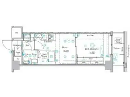 ラフィスタ調布多摩川(1DK/7階)の間取り写真