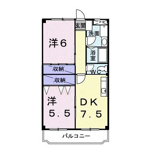 クリスタルパレス(2DK/3階)の間取り写真
