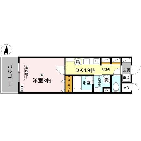 TAISHI CUBE(1DK/1階)の間取り写真