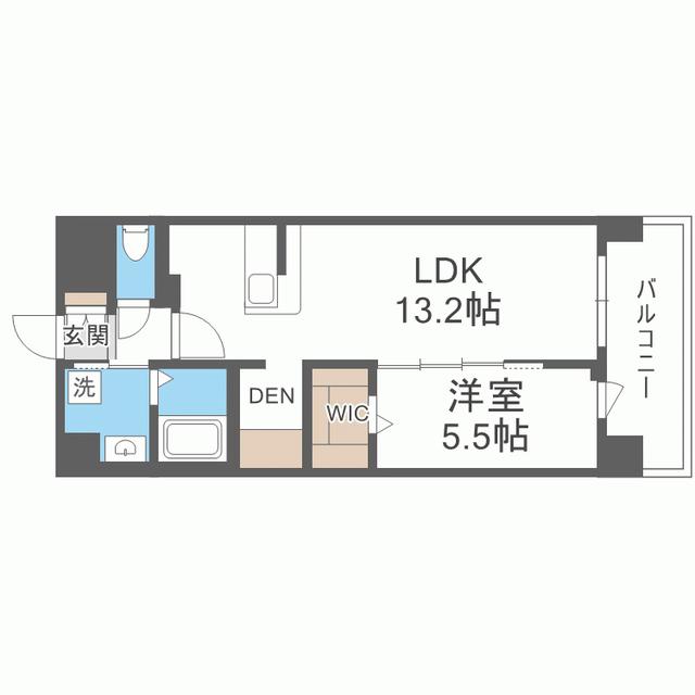 リヴェルナ平尾(1LDK/6階)の間取り写真