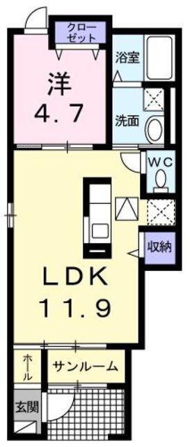 ラフレシールII(1LDK/1階)の間取り写真