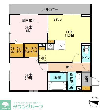 リヴェールコート(2LDK/3階)の間取り写真
