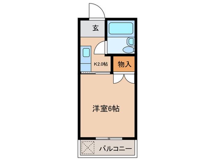 スカイコーポ上拾石(1K/1階)の間取り写真
