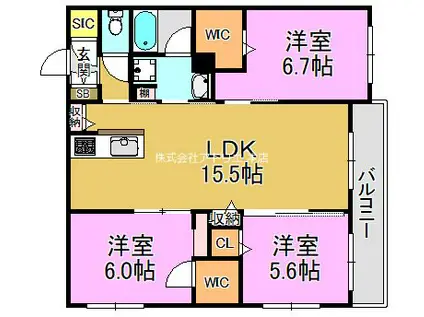 シャーメゾン オリエント(3LDK/2階)の間取り写真