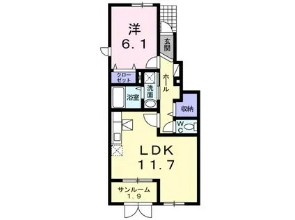 アルト・ピアーノI(1LDK/1階)の間取り写真