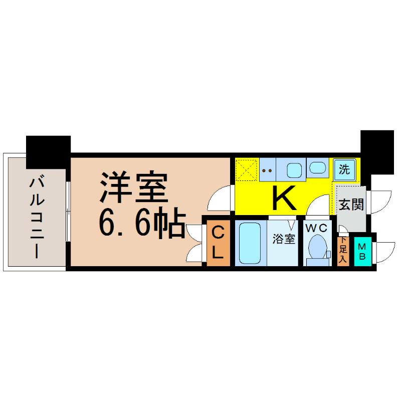パルティール御器所(1K/6階)の間取り写真