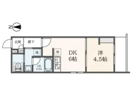 ブライト三軒茶屋(1DK/4階)の間取り写真