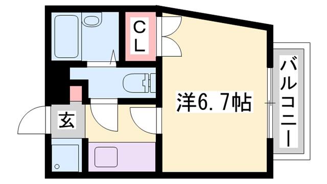 ジュネス白国(1K/2階)の間取り写真