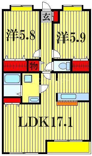ヌーベルバーグ常盤平(2LDK/7階)の間取り写真