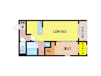 プルミエプリューム(1LDK/2階)の間取り写真