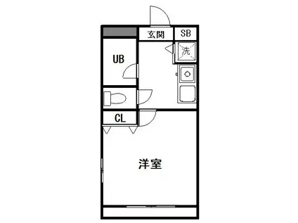 フェリチータ渡辺通(1K/9階)の間取り写真