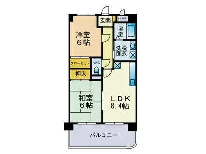 ミドール南ヶ丘(2DK/4階)の間取り写真