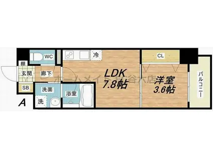 グランツ鶴見(1LDK/4階)の間取り写真